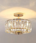 K9 Crystal Gold Chandelier Ceiling Light Three Light Modern Mini Crystal Semi Flush Mount Pendant Lamp With E12 Base