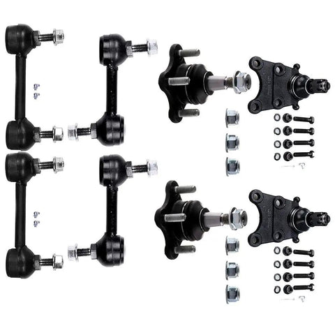 Suspension Kit for 2004-2012 Chevy Colorado and GMC Canyon, Sway Bar End Link Set Front and Rear, Upper and Lower Ball Joints, Includes 2 Front Upper Ball Joints and 2 Front Lower Ball Joints. 8-piece black steel set