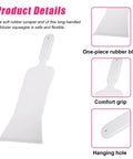 Long Handle Bulldozer Squeegee For Car Windows And Glass Tinting Flat Paddle Scrubber Tool with white grip and rubber blade.
