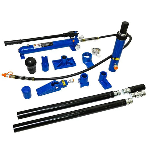 Heavy Duty 10 Ton Hydraulic Porta Power Kit With Ram Cylinder Hand Pump Portable Hard Case For Auto Body Frame Repair Straightening Pulling Garage Shop Tool