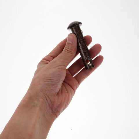 Hand holding Rust Resistant Swing Hanger Bolt from 2 Pack Heavy Duty Steel Alloy Hammock Chair Pin Plug for Easy Installation