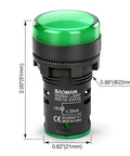 22mm LED Industrial Indicator Light 110V AC Pilot Signal Lamp for industrial machinery control circuits, green, 2-pack.
