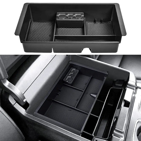 Center Console Organizer Tray For 2014-2018 Silverado 1500 And 2015-2019 Sierra 2500/3500HD installed in vehicle console