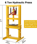 Beefy 6 Ton Hydraulic Press For Auto Repair And Metalworking 13000 Lbs Heavy Duty Bearing Press H Frame Shop Press With Adjustable Working Table And Four Height Settings Garage Floor Use