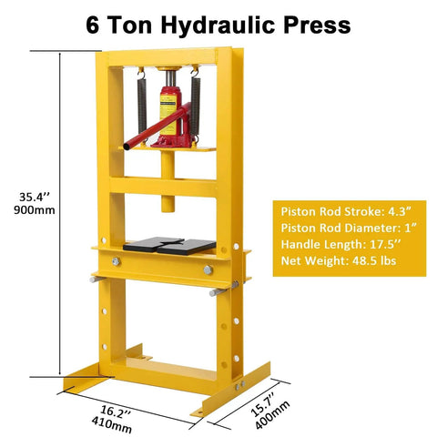 Beefy 6 Ton Hydraulic Press For Auto Repair And Metalworking 13000 Lbs Heavy Duty Bearing Press H Frame Shop Press With Adjustable Working Table And Four Height Settings Garage Floor Use