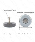 Heavy Duty PTFE Furniture Sliders 24 Pack Screw On Stainless Steel Glide Pads 7 8 Inch Base shown with screw mount and PTFE bottom.