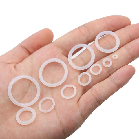 Clear food-grade silicone O-ring kit with multiple sizes for faucets and plumbing seals