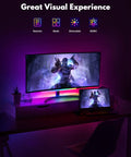 Under Monitor RGB Light Bar For Dope Desk Setup USB Powered LED Ambient Light For PC And Gaming behind a monitor