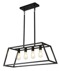Matte Black Industrial 4 Light Pendant Lighting For Kitchen Island Linear Hanging Light Fixture With Adjustable Rods