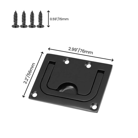 2 Pack 316 Stainless Steel Flush Pull Handle Black Recessed Hatch for Deck Marine Cabinet Durable Rust Resistant, size 2.99x2.2 inch