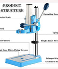 Heavy Duty Electric Drill Stand With 90 Degree Rotatable Head And 80Mm Stroke For High Precision Work showing product structure details.