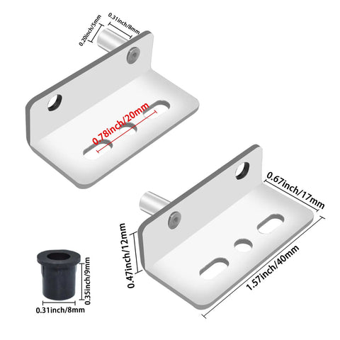 Heavy Duty Door Pivot Hinges With Bushing For 8mm Hole In Silver Finish, Rugged Iron Build For Maximum Durability And Rust Resistance, Classic Look, Wear Resistant And Extra Strong, Sized 40x17x12 Mm For Smooth, Reliable Door Swing. shown with 40x17x12mm hinge and 8mm bushing