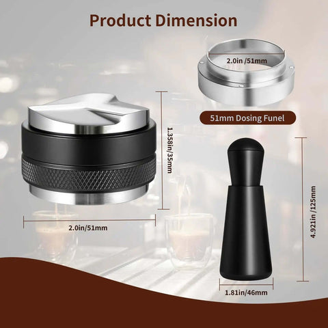 Heavy Duty 51mm Espresso Accessories Kit With Dual Head Coffee Distributor And Tamper WDT Tool And Magnetic Dosing Funnel
