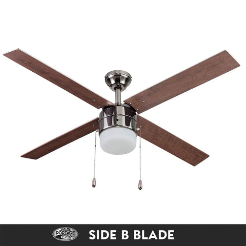 Chism Ceiling Fan 52 Inch Gun Metal With Lit LED Light Kit Bulbs Included, Quiet 3 Speed Reversible Motor, Two Blade Finishes
