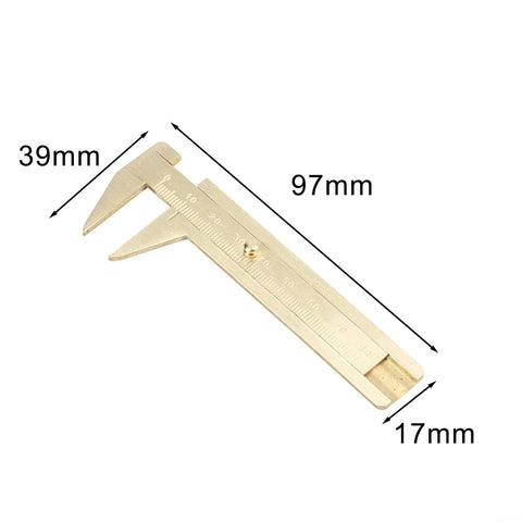 Pro Grade Brass Vernier Caliper 0-80mm Non Magnetic Precision Measuring Tool with displayed dimensions