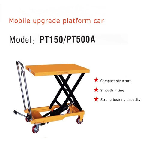 Rock Solid Heavy Duty Portable Hydraulic Scissor Lift Truck Featuring Butter Smooth Elevation Built Tough For Rough Shop Floors And Zero Hassle Daily Lifting Grinds, compact orange scissor lift with wheels.