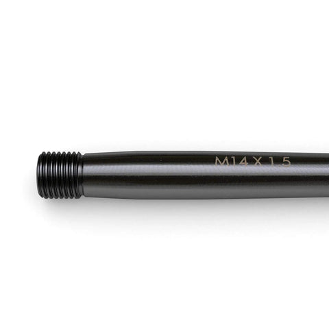 Close-up of a Wheel Hanger Alignment Pin Guide Tool for M14x1.5 threads, pro-grade automotive tool for lug hole alignment and hub support
