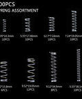 Heavy Duty Spring Assortment Kit 200-Piece Zinc Plated Steel Wire Extension Springs Set for Shop and Home Repairs variety sizes shown