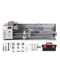 Heavy Duty Brushless Mini Metal Lathe Machine 750W Variable Speed Led with tools and accessories for precision machining.