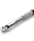 Beast Mode 1/4 Inch Drive Click Torque Wrench 35 200 In Lb Range Heavy Duty Cr V Steel Build with knurled grip and calibration dial.
