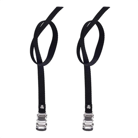 2 Pair Universal Bike Pedal Toe Straps Replacement with Adjustable Steel Buckle for Exercise Stationary Bike and Bicycle.