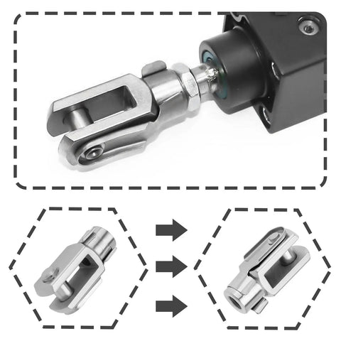 2 Pack Air Cylinder Clevis End Connector M8x1.25 Thread 42mm Length Fork End Yoke Joint With Spring Pin, Steel Zinc Plated, Heavy Duty Clevis Link For Electronic Automatic Equipment And Industrial Machinery Setup on cylinder rod