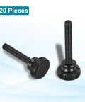 20 Pieces M4 X 25mm Knurled Thumb Screws Black Steel Flat Head Knurled Bolts With Shoulder Grip Knobs Hand Tighten Thread Fasteners