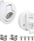 No-Fuss Easy Install Slam Latch For RV Cabinets And Boat Doors, Flush Pull Door Latch Fits 2 Inch Hole, White Plastic Handle