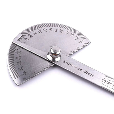 Stainless Steel Protractor 0 To 180 Degrees With Round Head Angle Finder for Woodworking and Machinist, adjustable arm visible