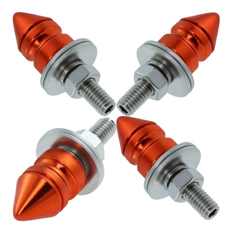 Spike License Plate Bolt Kit Aluminum Alloy Decorative Screws And Frame Fasteners For Cars And Motorcycles Orange 4 Pcs