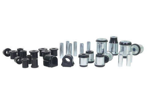 Front And Rear Suspension Bushing Kit For Ford F-150 09-13 assortment of black and silver bushings for vehicle suspension.