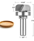 Bowl And Tray Template Router Bit With Heavy Duty Bearing Guide Half Inch Shank And One Quarter Inch Radius next to wooden tray