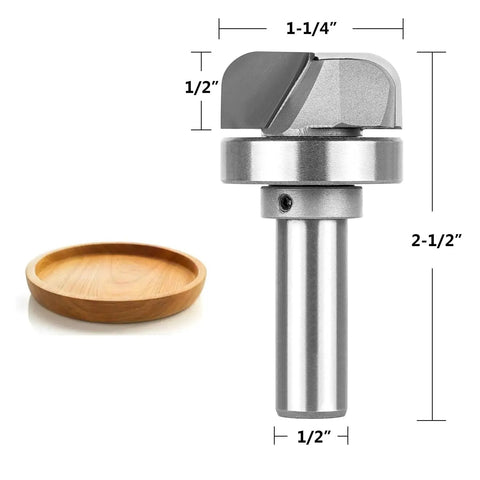 Bowl And Tray Template Router Bit With Heavy Duty Bearing Guide Half Inch Shank And One Quarter Inch Radius next to wooden tray