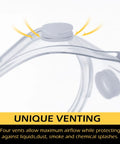 Close-up of vent detail on 30 Pack Clear Safety Goggles Over Glasses Anti Fog Eye Protection For Men Women Lab Work Protective Eyewear