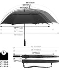 Automatic Open Golf Umbrella 47/54/62/68/72 Inch Oversize Black Windproof Waterproof Double Canopy With Vent diagram