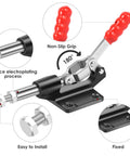 Heavy Duty Toggle Clamp Set 2 Pack Quick Release Push Pull Latch With 32 Mm Stroke And 500 Lbs Holding Power Adjustable M8x35mm Shaft