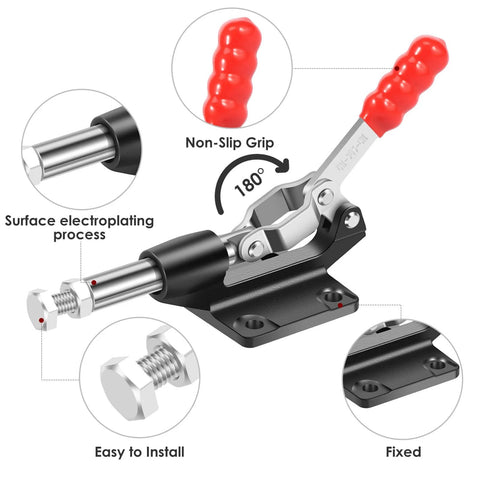 Heavy Duty Toggle Clamp Set 2 Pack Quick Release Push Pull Latch With 32 Mm Stroke And 500 Lbs Holding Power Adjustable M8x35mm Shaft
