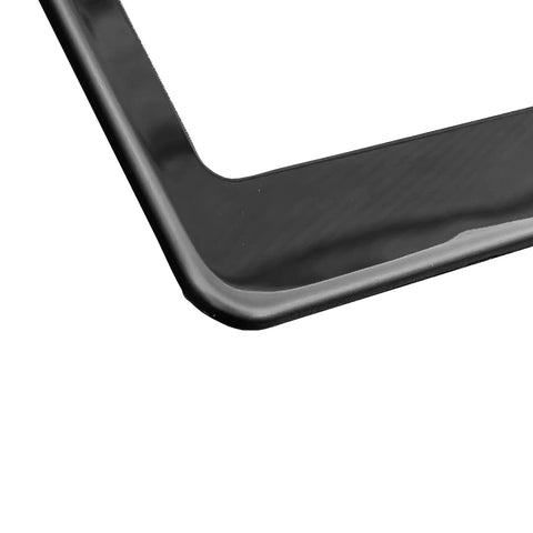 Corner detail of Ultra Slick 1mm T304 Stainless Steel License Plate Frame With 8K Mirror Polish, Rust Resistant, Universal Fit