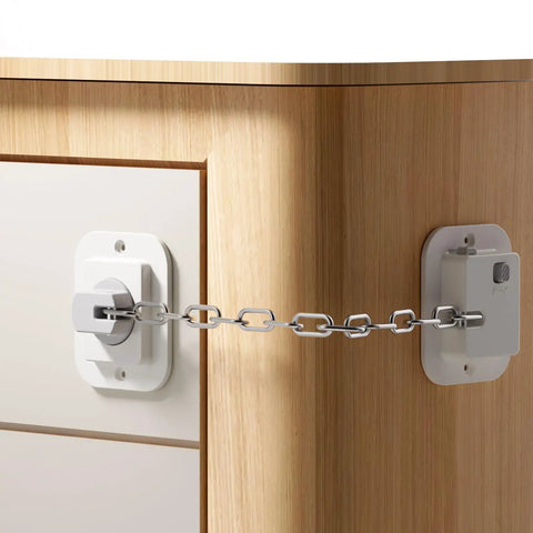 No Drill Anti Tip Furniture Anchor Kit With 3M Adhesive Backing And 10 Inch Adjustable Steel Cable Straps Wall Mounts For Child Safety