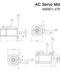 Diagram of Beefy 400W AC Servo Motor 60ST M01330 3000RPM 220V with brake for industrial control and automation applications.