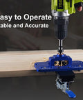 Professional Grade Concealed Hinge Jig With Secure Clamp And Adjustable Marking Scale For Accurate 35 mm Woodworking in use on a wooden board.