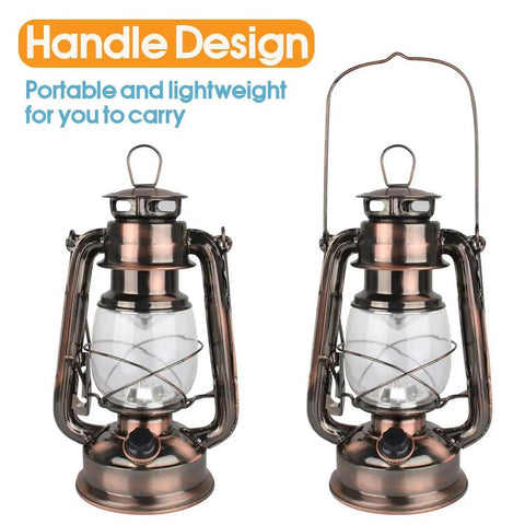 Go Anywhere Retro Vibe Battery Powered LED Hurricane Lantern Copper Finish With Dimmer Switch 15 LEDs portable design