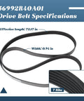 Top Grade Esttlamer Engine Serpentine Drive Belt Fits Honda Accord 2.4L V6 L4 Models 2008 Through 2012, 72.17in long, 0.94in wide with 7 ribs.