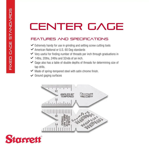 Center Gage For American Standard 60 Degree Thread Forms, Sturdy Steel Construction, Accurate Angle Measurements guide.