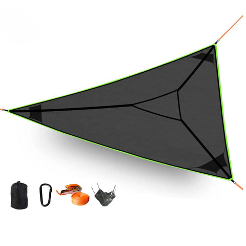 Triangle Camping Hammock Kit With 3 Ratchet Tie Down Straps And Storage Bag 800 Lb Capacity 13ft Multi Person Outdoor Hammock