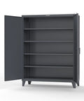 Heavy Duty Industrial Storage Cabinet, 60 Inch Wide By 24 Inch Deep By 78 Tall, 12 Gauge Steel, Dark Gray open with four shelves.