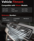Vehicle fitment details for AC Heater Blower Motor Front Side For Nissan Rogue 2014 2019 And Rogue Sport 2017 2019 with reference numbers.