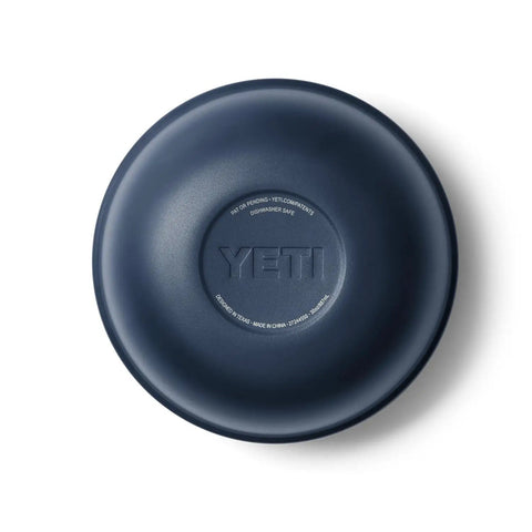 Top view of navy lid of Rambler Bowl Vacuum Insulated Stainless Steel With Lid 1 Quart Navy Stackable And Nestable For Easy Meal Prep On The Go Keeps Hot Dips Warm And Salads Crisp Perfect For Picnics Camping And Office Lunches