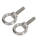 Beefy Stainless Steel Eye Bolts Set For RV And Boat, Heavy Duty Hanger Kit With Washer And Nylon Nut, Easy To Use Lifting Or Hanging Hardware, M10 Size, Ideal For Construction, Vehicles, And Marine Gear. Two stainless steel M10 eye bolts