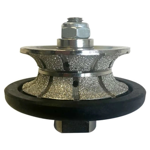 1-1/4 Inch Full Bullnose Diamond Hand Profile Wheel For Granite Marble And Stone With 40 50 Grit, V Shape Edge, 5/8-11 Arbor